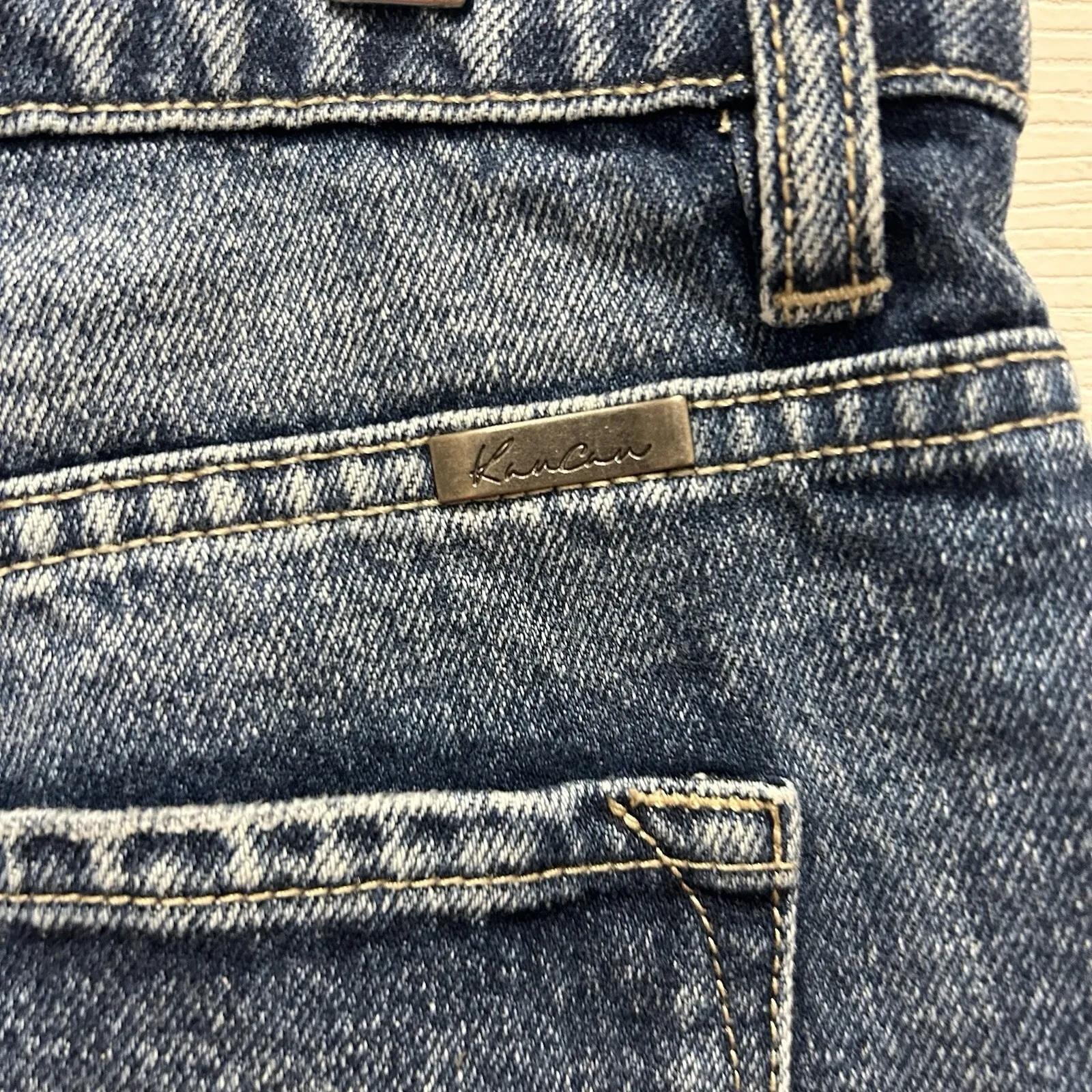 Kancan Jeans Womens High Rise Distressed Denim Cutoff Shorts Button Fly Blue L Size L - Image 5