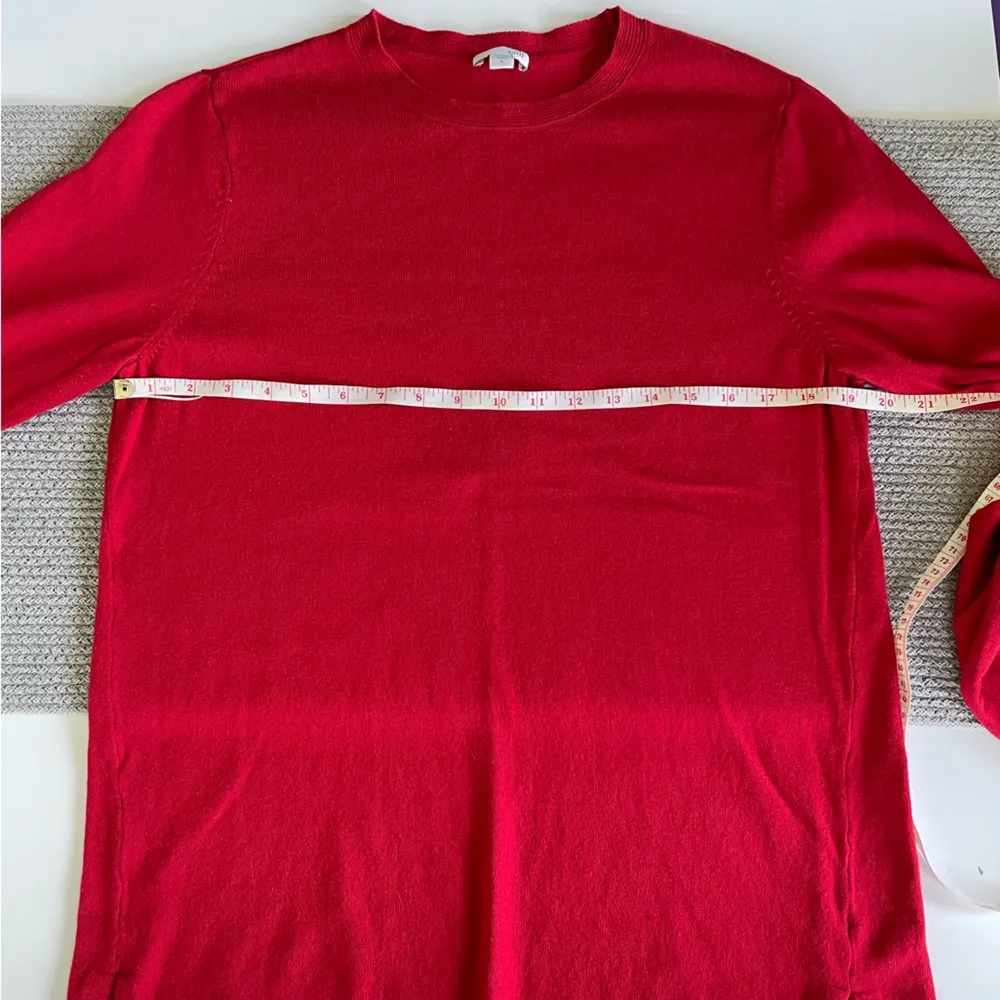 J. Jill Cherry Red Crew Neck Lightweight Cotton Linen Tunic Sweater Sz Medium - Image 3