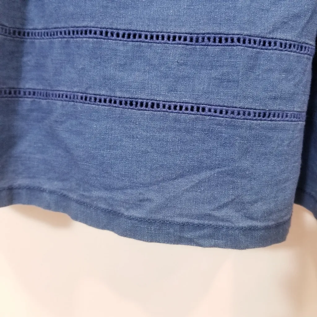 J. Crew Blue Chambray Smocked Dress Cotton Linen - Image 8