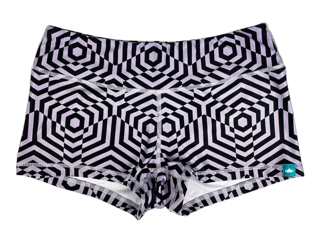 Wodbottom Purple Grey Kaleidoscope Geometric Shorts 2.5” CrossFit Size Medium Gray - Image 1