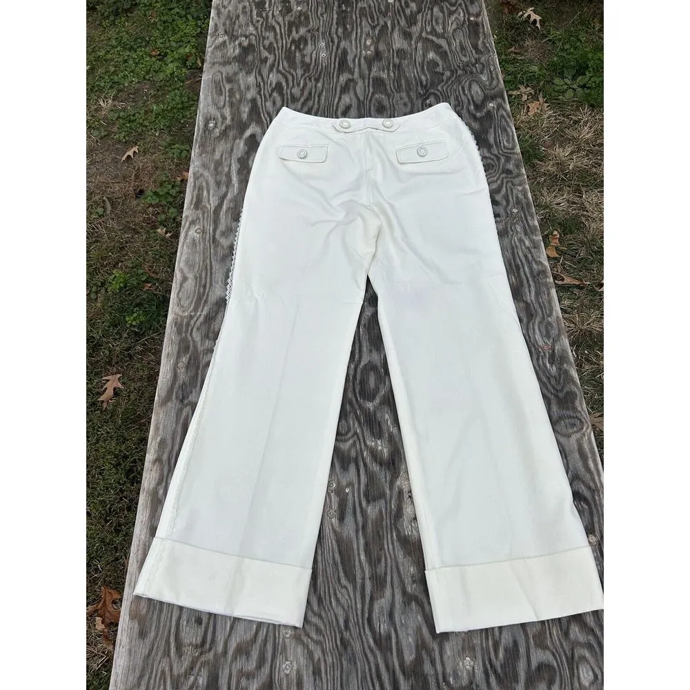 Larry Levine Stretch WOMEN'S Dress White‎ Pants Size 12 Lace Summer Spring Cute - Image 7