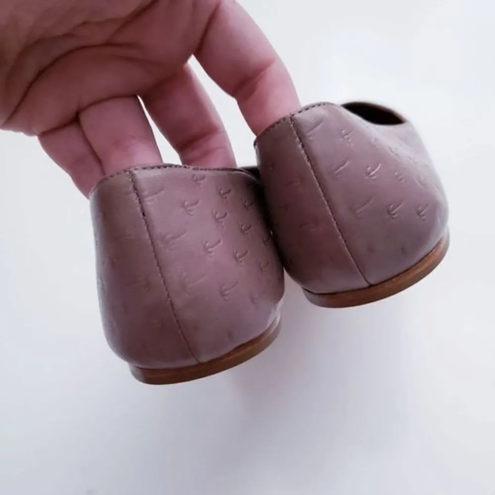 Tomas Maier Palm Tree Embossed Pointed Leather Flats - Image 3