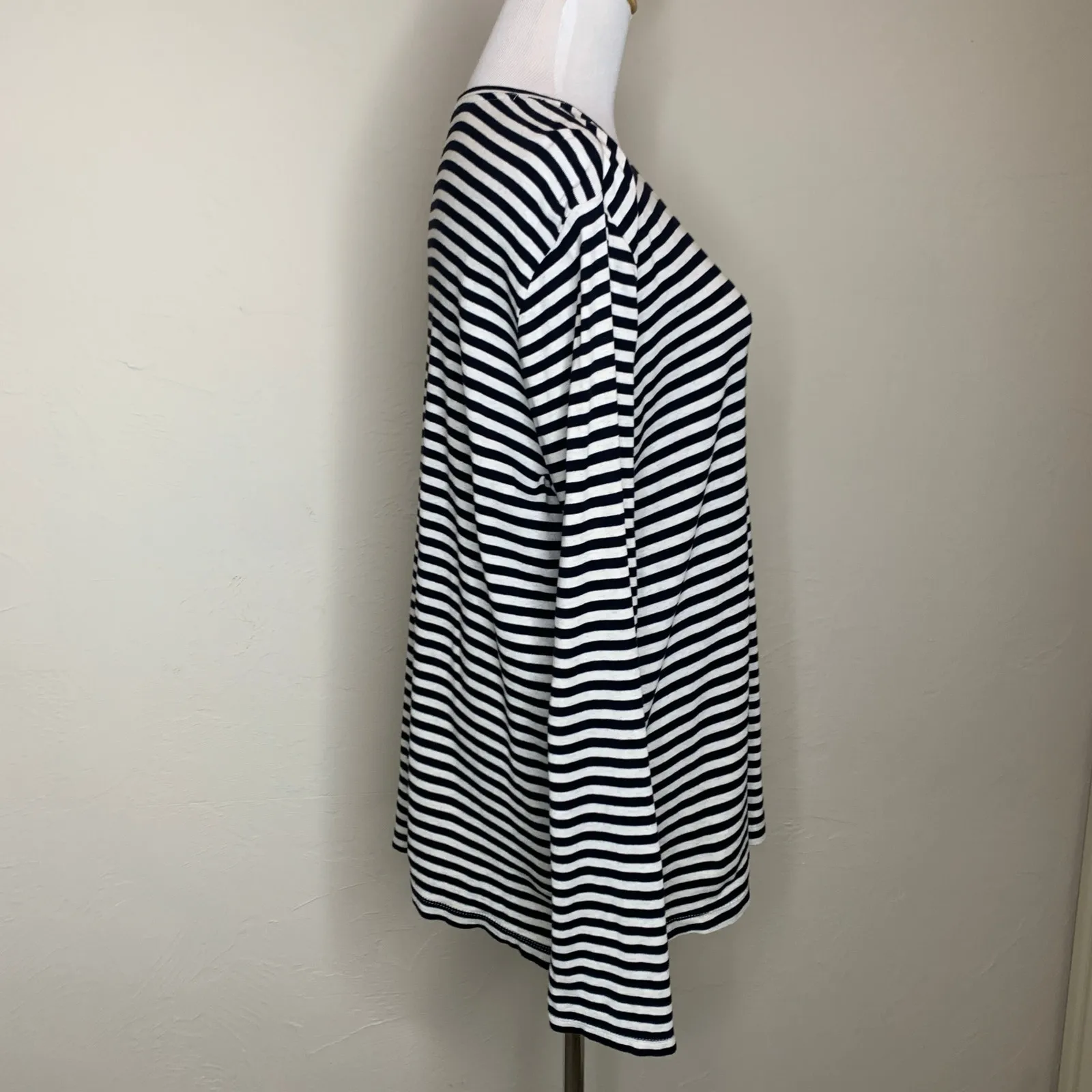 J.Jill  Cream Black Crew Neck T Shirt Long Sleeve Sz XL - Image 4