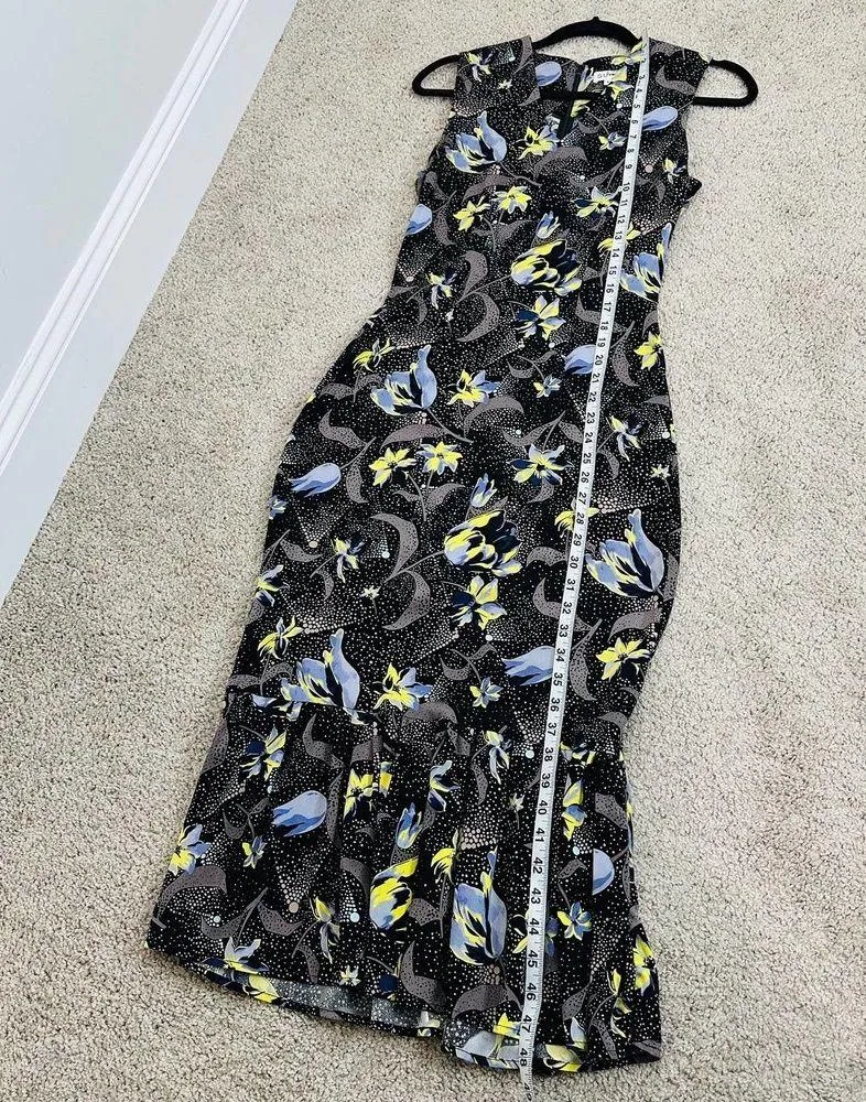 Suno Floral Ruffle Hem midi tea length Sheath dress Size 4 - Image 10