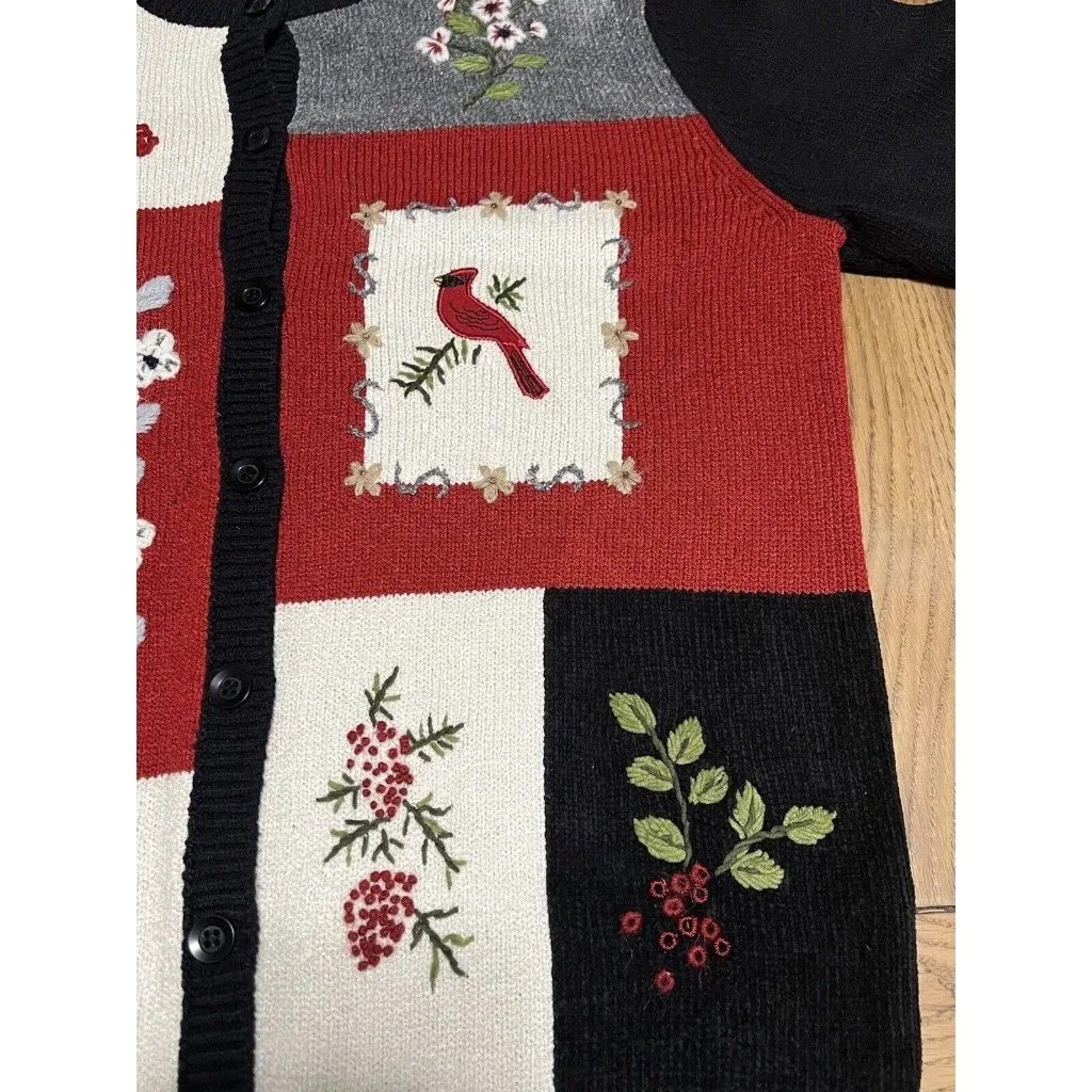 Alfred Dunner‎ Cardinals Embroidered Christmas Sweater Size Petite Birds Holiday - Image 4
