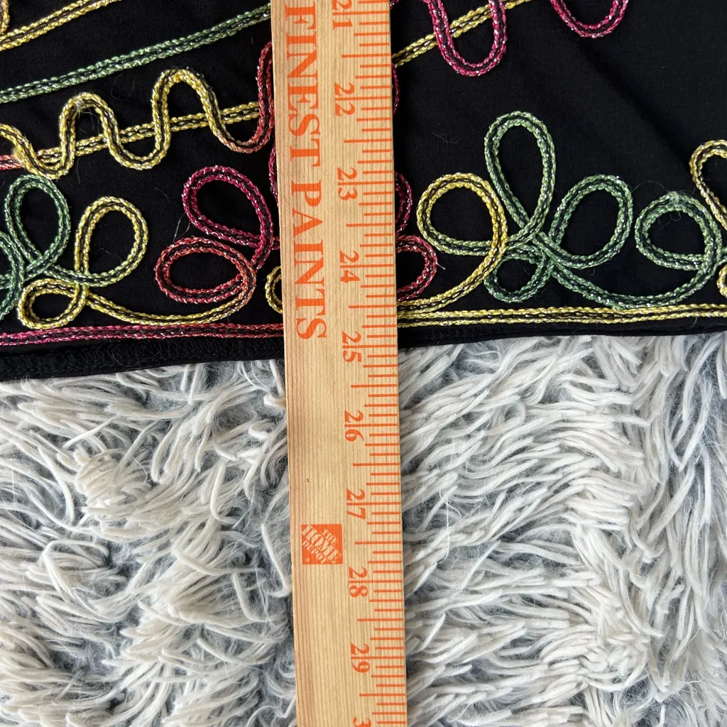 Once Again Women 1XL Black Blouse Soutache Embroider Metallic Art To Wear Top Size 1X - Image 5