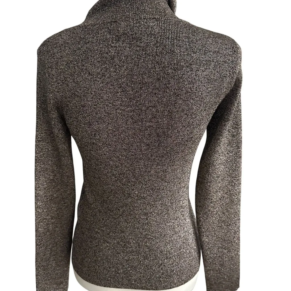 VANESSA SEWARD Bronze Metallic Turtleneck Sweater Size 34 Brown - Image 4