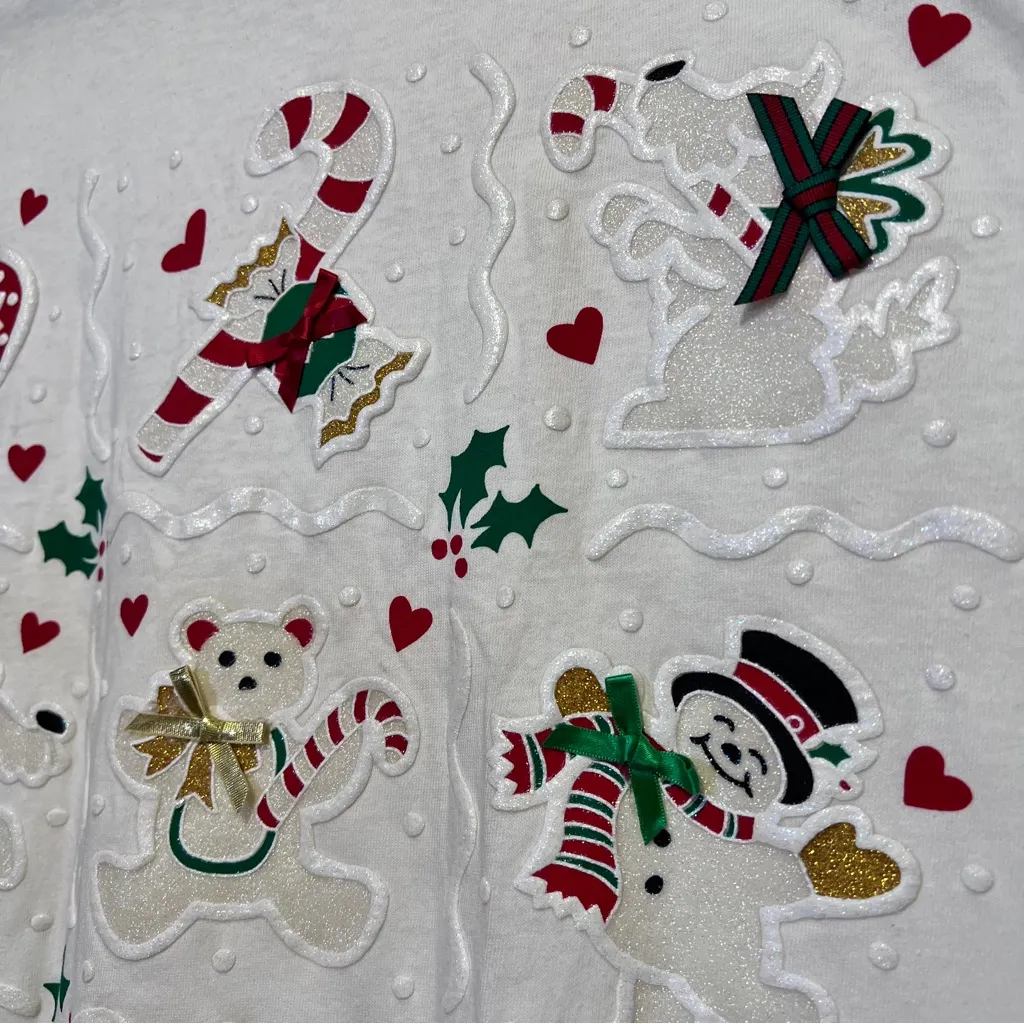 VINTAGE DEADSTOCK CHRISTMAS SANTA SNOWMAN SINGLE STITCH ONE SIZE SHIRT USA :J03: - Image 5