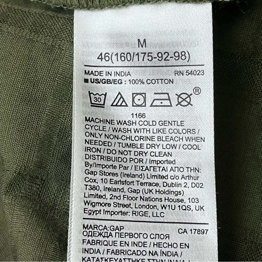 GAP army Green Cropped Sheer Blouse Beach Coastal Boho Present Hippie Granola M - Image 9