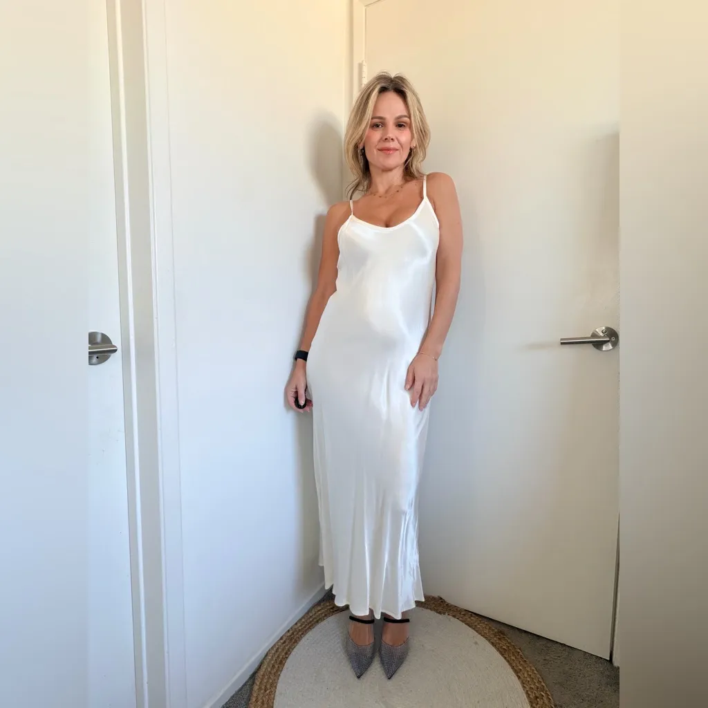 Enza Costa Bias Cut Slip Dress in Cloud White - Image 6