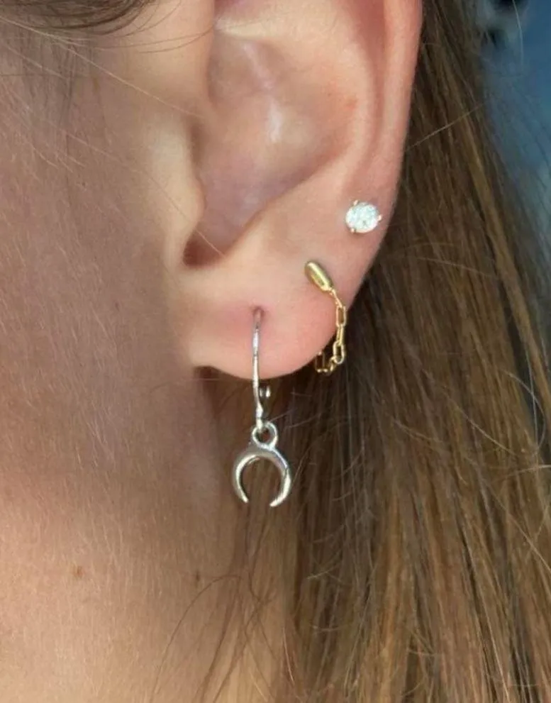 silver moon clasp earrings - Image 2