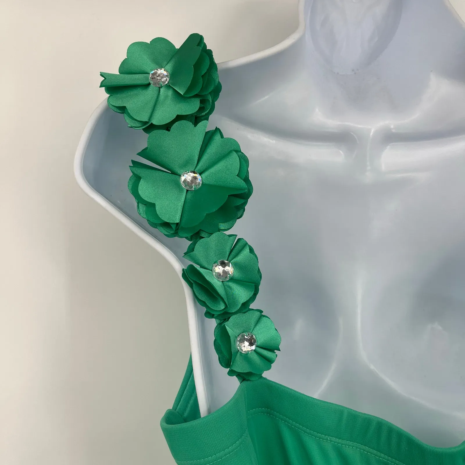 Y2K Sequin Hearts One Strap Babydoll Dress Sz L Hoco Floral Coquette Romantic - Image 11