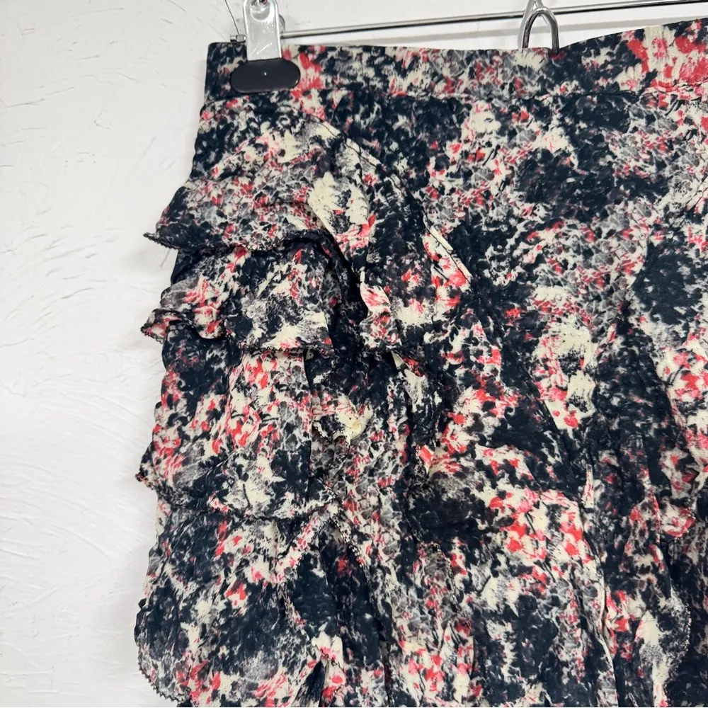 Isabel Marant Etoile Blue Pink Floral Silk Mini Skirt Womens 4 Coquette Romantic - Image 7