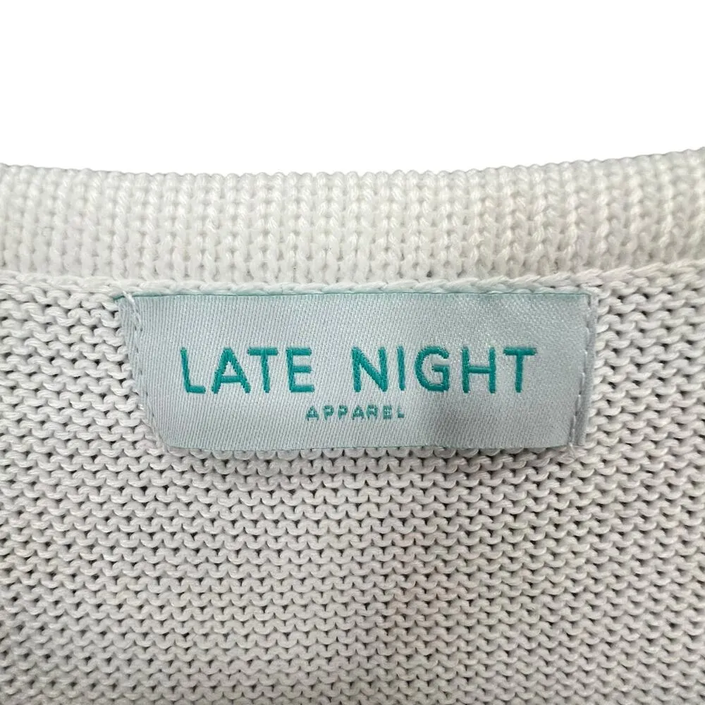 Late Night Apparel Tunic Dress Womens S White Brown Palm Tree Beach Cover Resort - Image 10