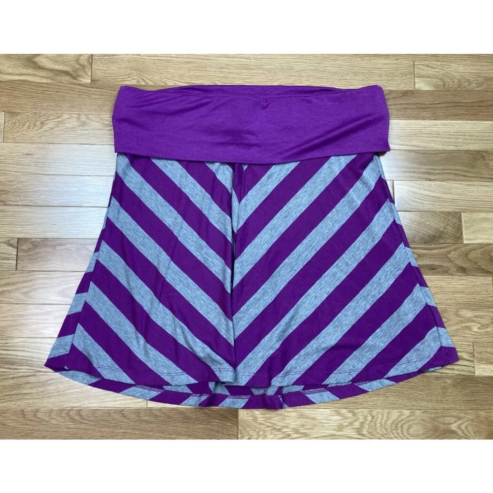 New Torrid Purple Heather Gray Chevron Stripe Aline Skirt Womens 1 1X 14/16 $35 - Image 2