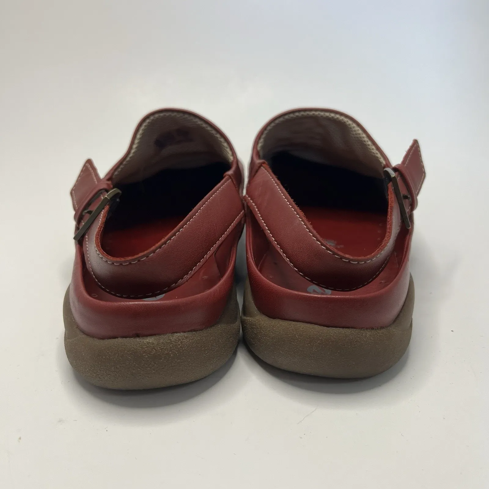 Ecco Shoe Red Maroon Leather Slingback Strap Buckle Sandal Comfort Closed Toe 6 - Image 9