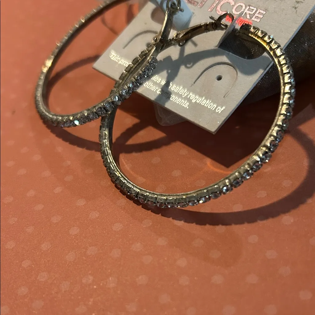 Encore Jeans Silver Hoop Earrings Gold - Image 2