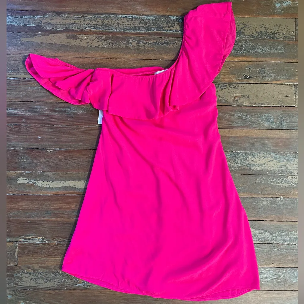 NWT REVOLVE ASTR Marisol One Shoulder Mini Dress in Pink Punch - Sz L 💚🎀 - Image 9