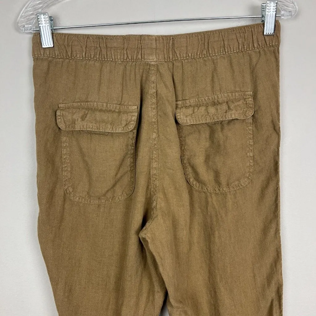 Rachel Roy Pants Womens Medium Brown 100% Linen Tapered Leg Casual Drawstring - Image 6