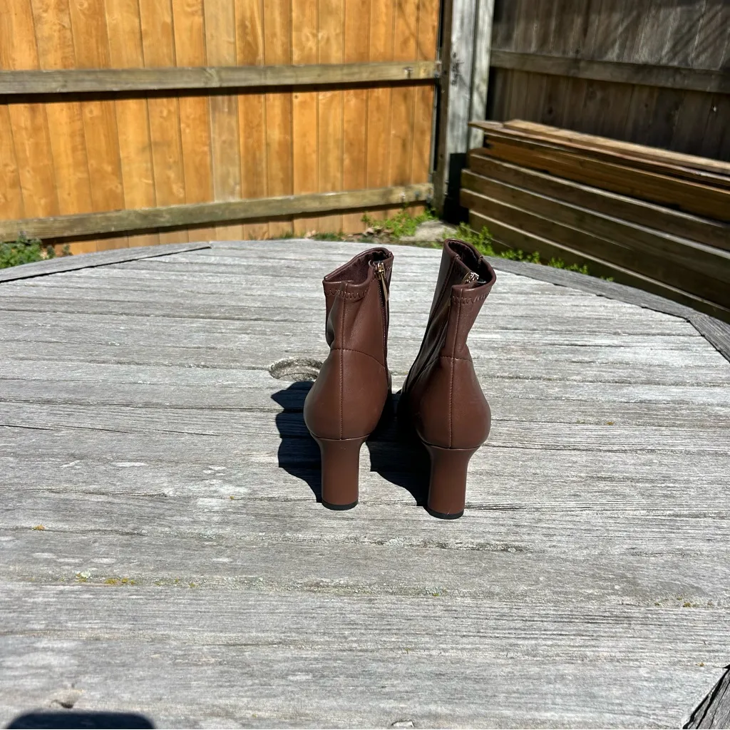 Franco Sarto Women's Temira Side Zip Wedge Bootie Brown Ankle boots size 9‎ - Image 5