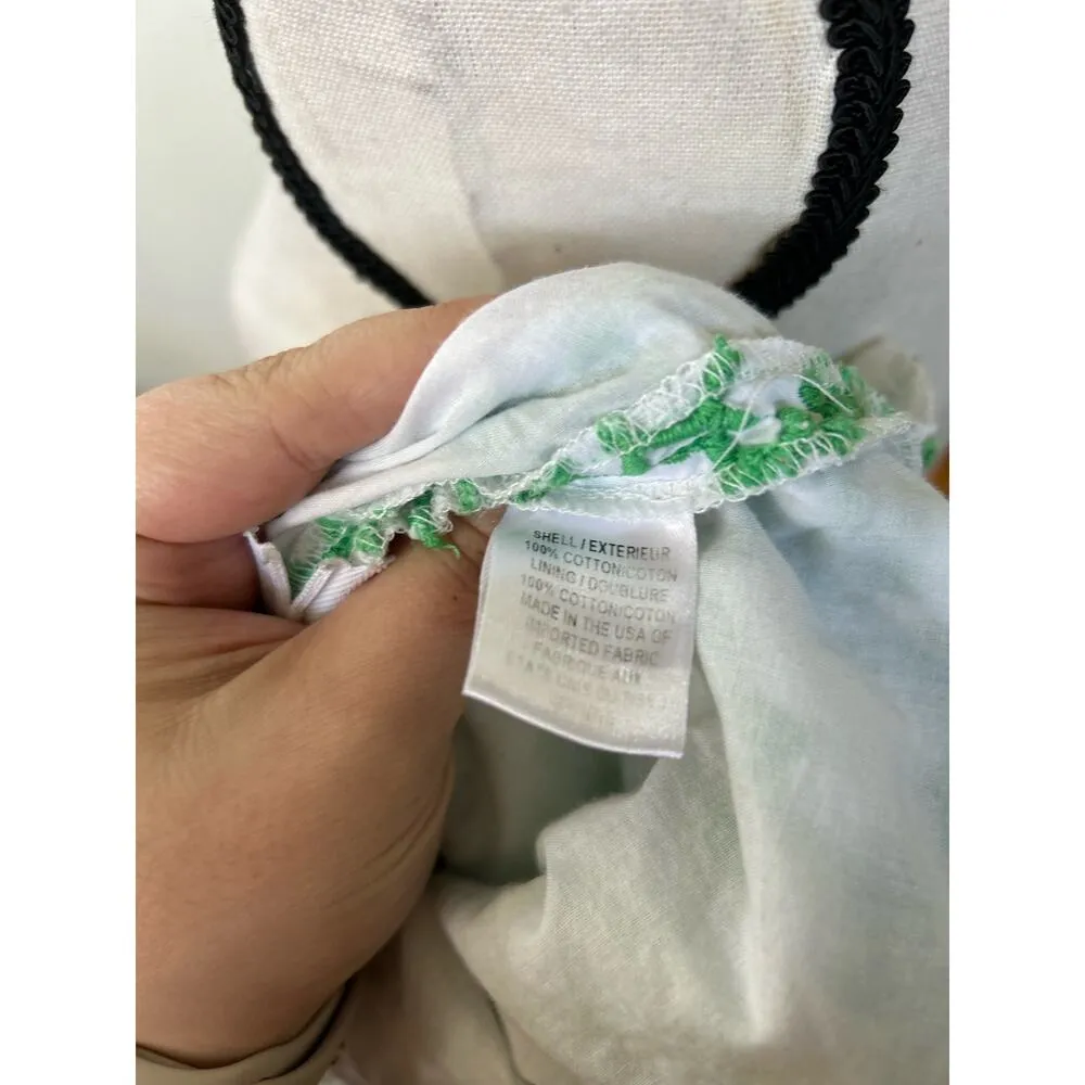 Vintage Milly New York Kelly Green & White Eyelet Floral Ruffle Neck Shift Dress - Image 8
