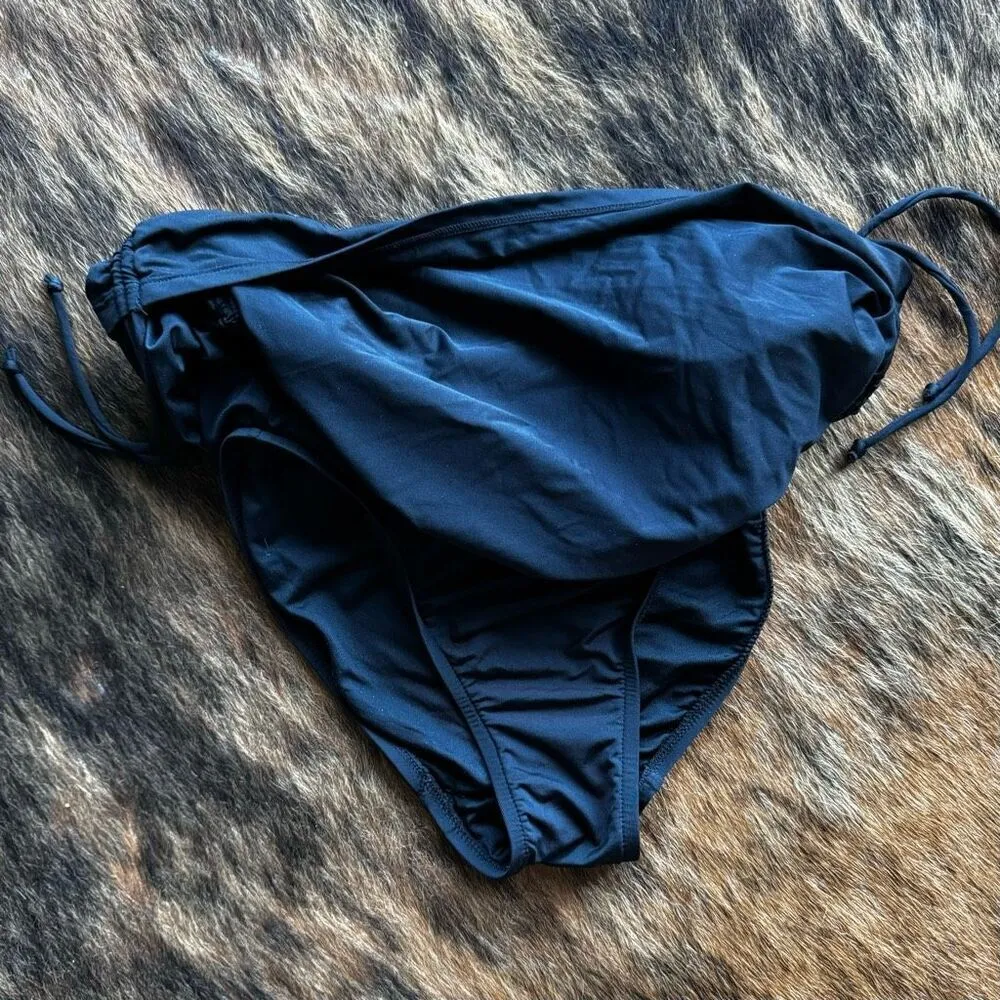 Badgley Mischka Full Coverage Black Swim Bottom With Side Ruching - Image 2