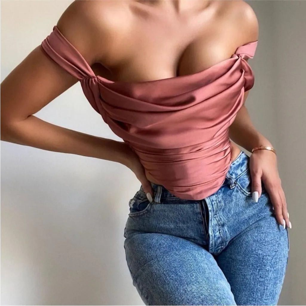 HOUSE OF CB SET‎ Aella top 'Colette' Rose Satin Low Waist Midi Skirt NWOT Size S - Image 15