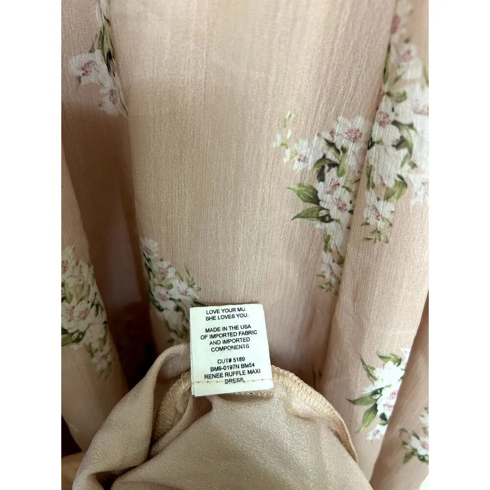 Show Me Your Mumu Renee Ruffle Maxi Dress in Blush Meadow Floral NWT - Image 6