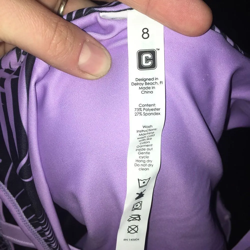 Cheestie Barbell purple palm tree high neck reversible size 8 workout bra - Image 3