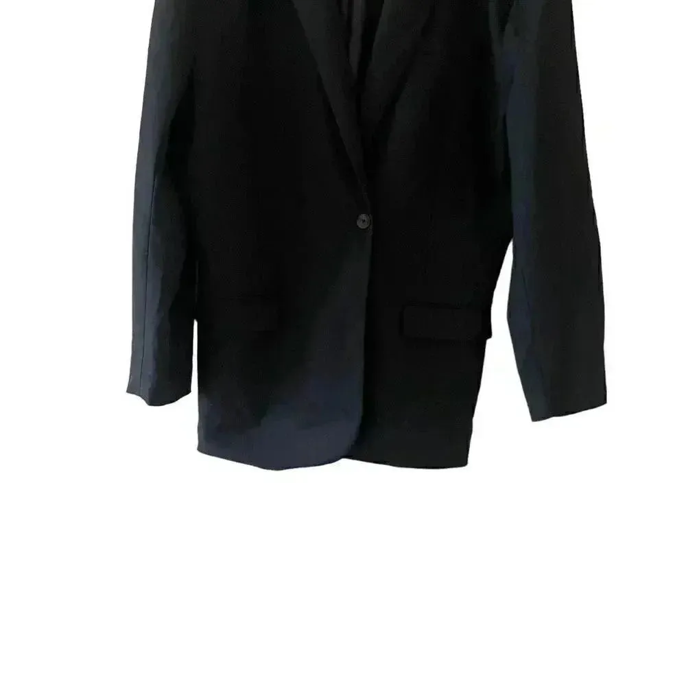 ZARA Single Button Black Oversized Blazer Suit Separates Viscose Blend SZ XL - Image 3