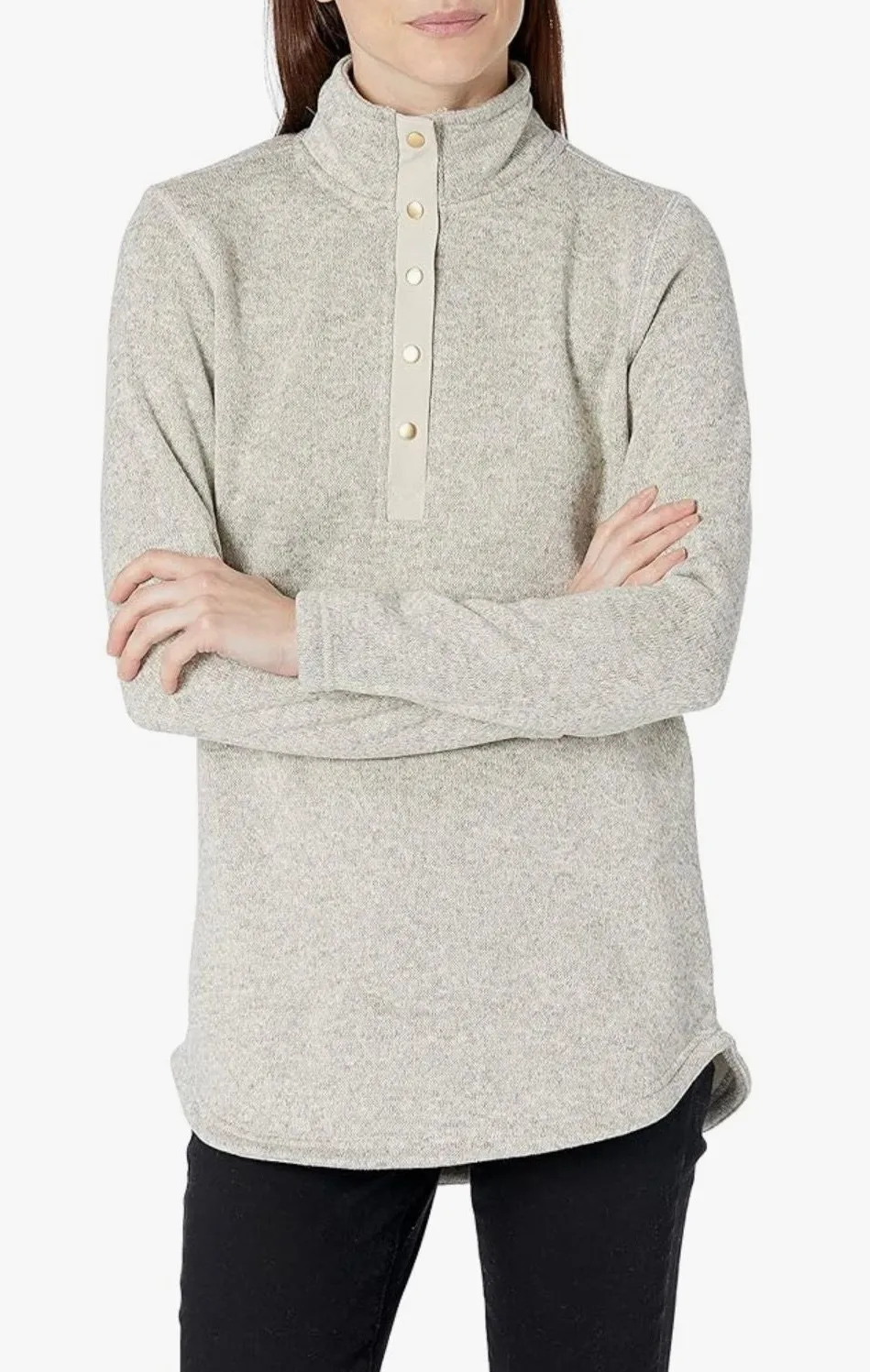 Charles River Apparel Women’s Hingham Heather Gray Button-Up Pullover S - Image 1