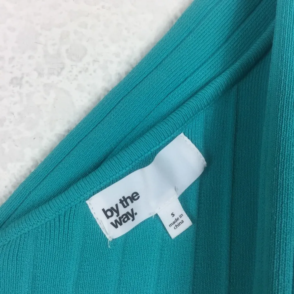 By the Way Diana Aqua Blue Ribbed One Shoulder Asymmetric Mini Dress Small - Image 5