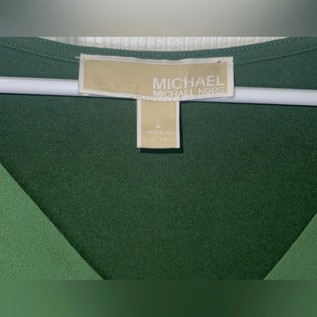 Michael Kors Green Boxy 3/4 Sleeve Blouse - Image 3