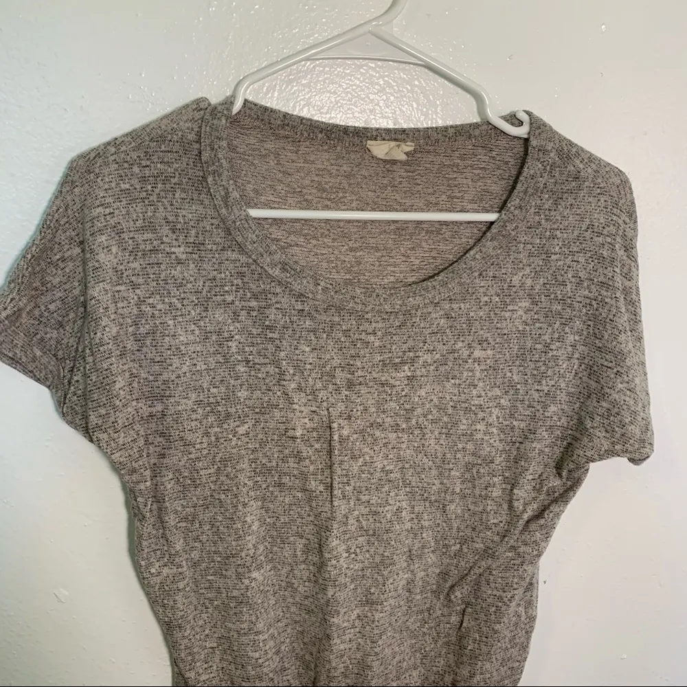 Caution to the Wind Tie Front T-Shirt Oatmeal Gray S - Image 4