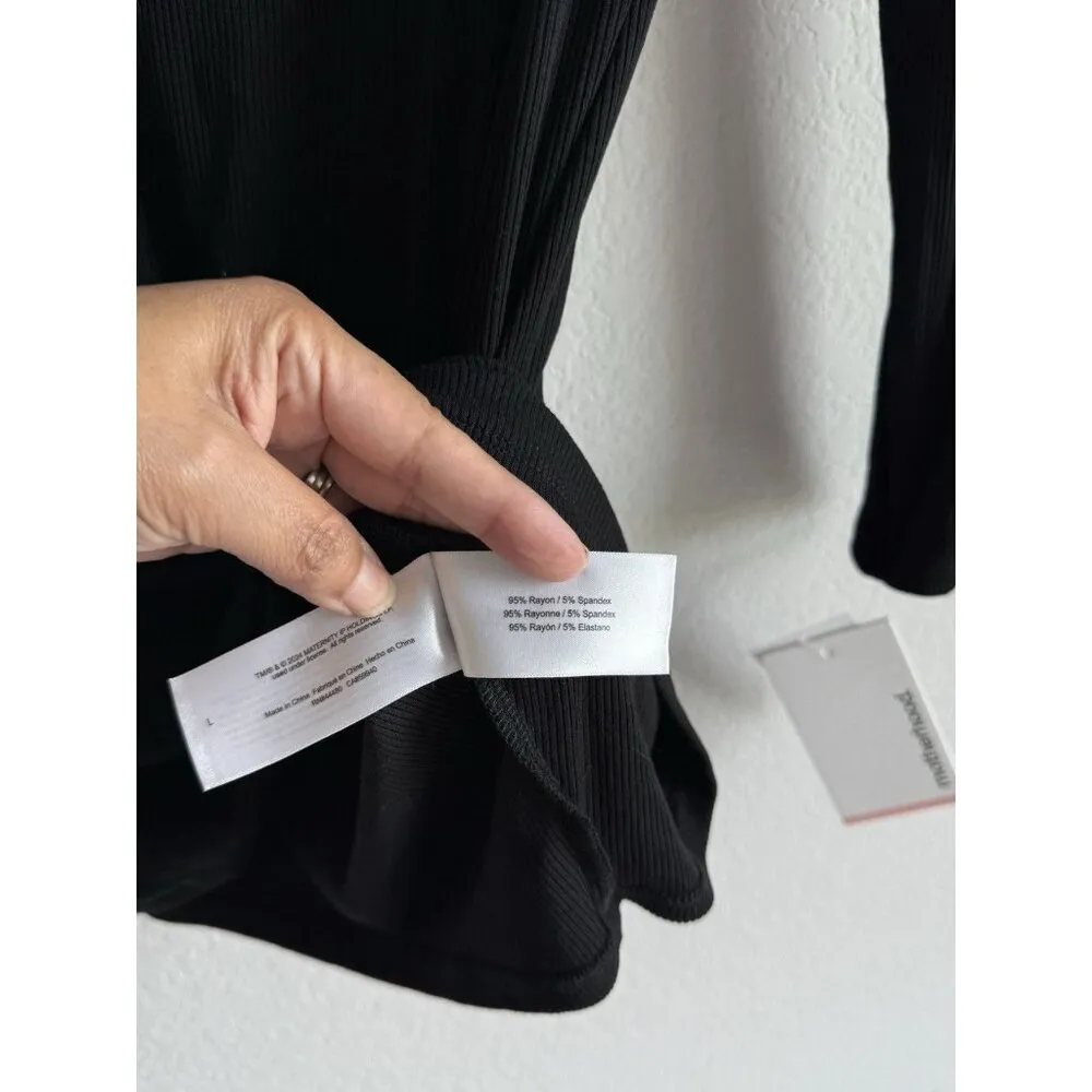 Motherhood Maternity Womens‎ Black Long Sleeve Ribbed Knit Mini Dress Size L NEW - Image 11