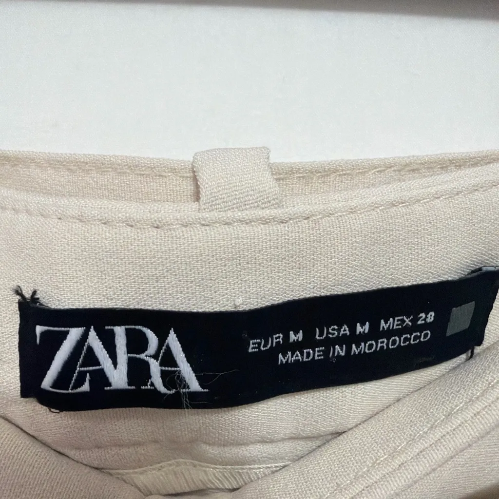 ZARA Beige Wrap Skort High Waist Tie Detail Size M(A212) - Image 7
