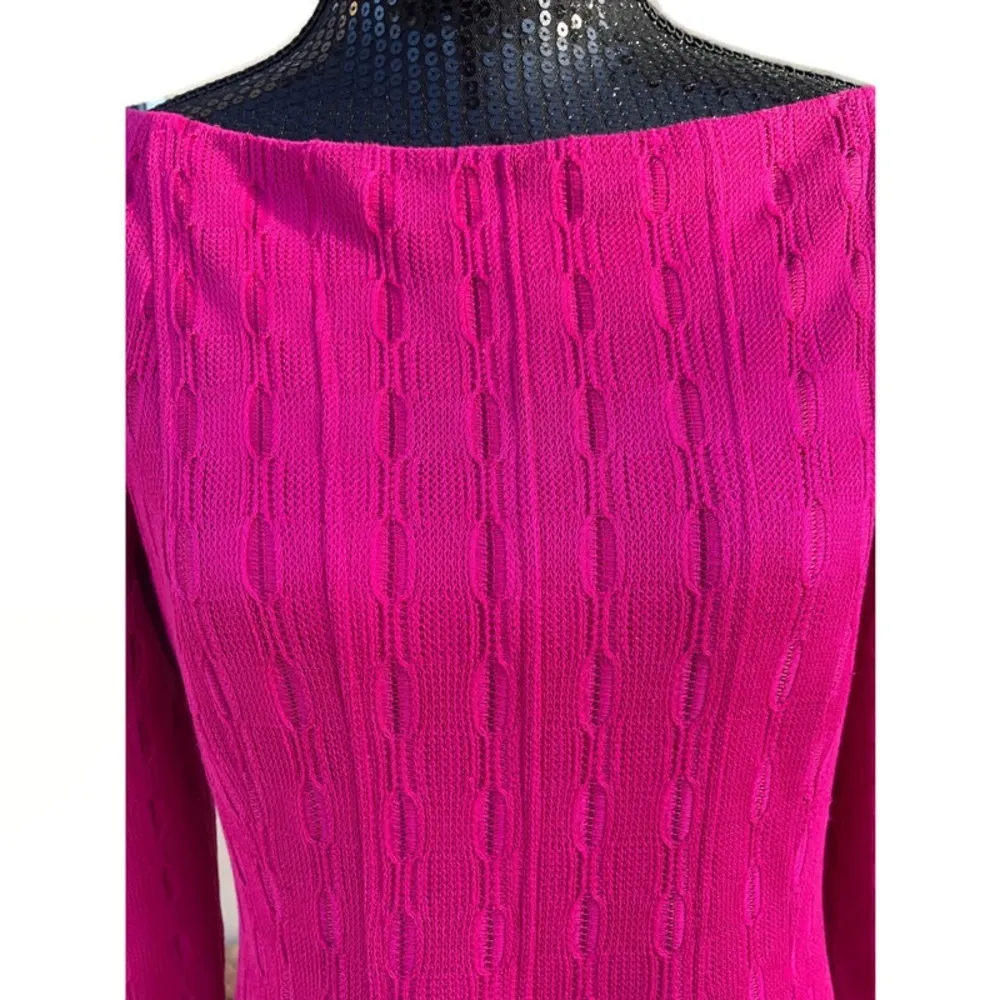 Lela Rose Knit Fit and Flare Jacquard Knit Dress Hot Pink New NWT $1095 - Image 4