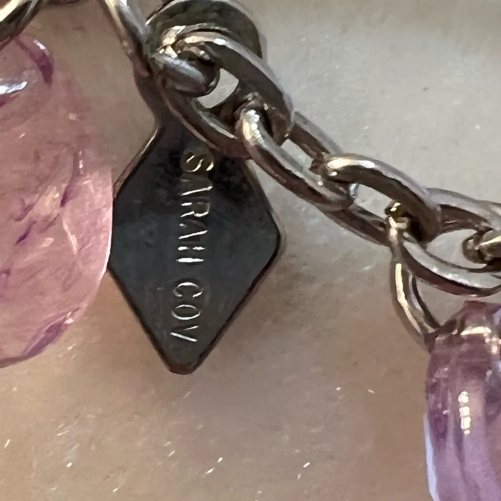 Vintage 1950’s era Sarah Coventry Silver Tone Necklace with Purple Glass Beads - Image 5