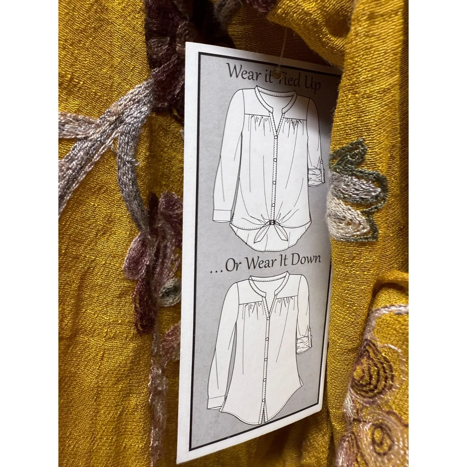 Anthropologie Fig & Flower‎ Tunic Top Women 3X Yellow Floral Embroidered Boho Size undefined - Image 4