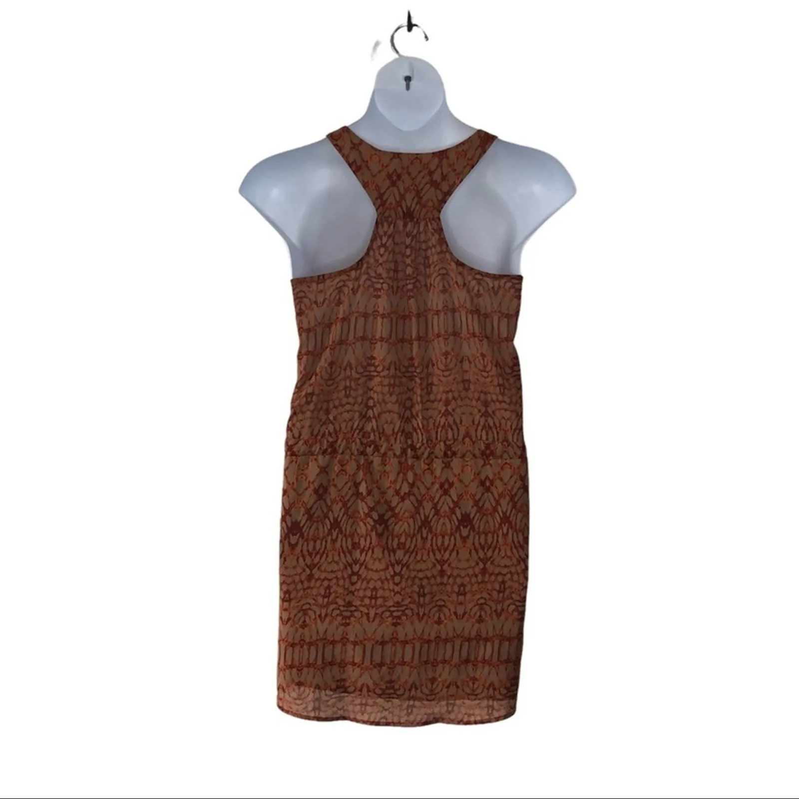 Bar III Copper & Tan Mini Dress Medium Racerback Tie Waist Summer Beach Dress - Image 7