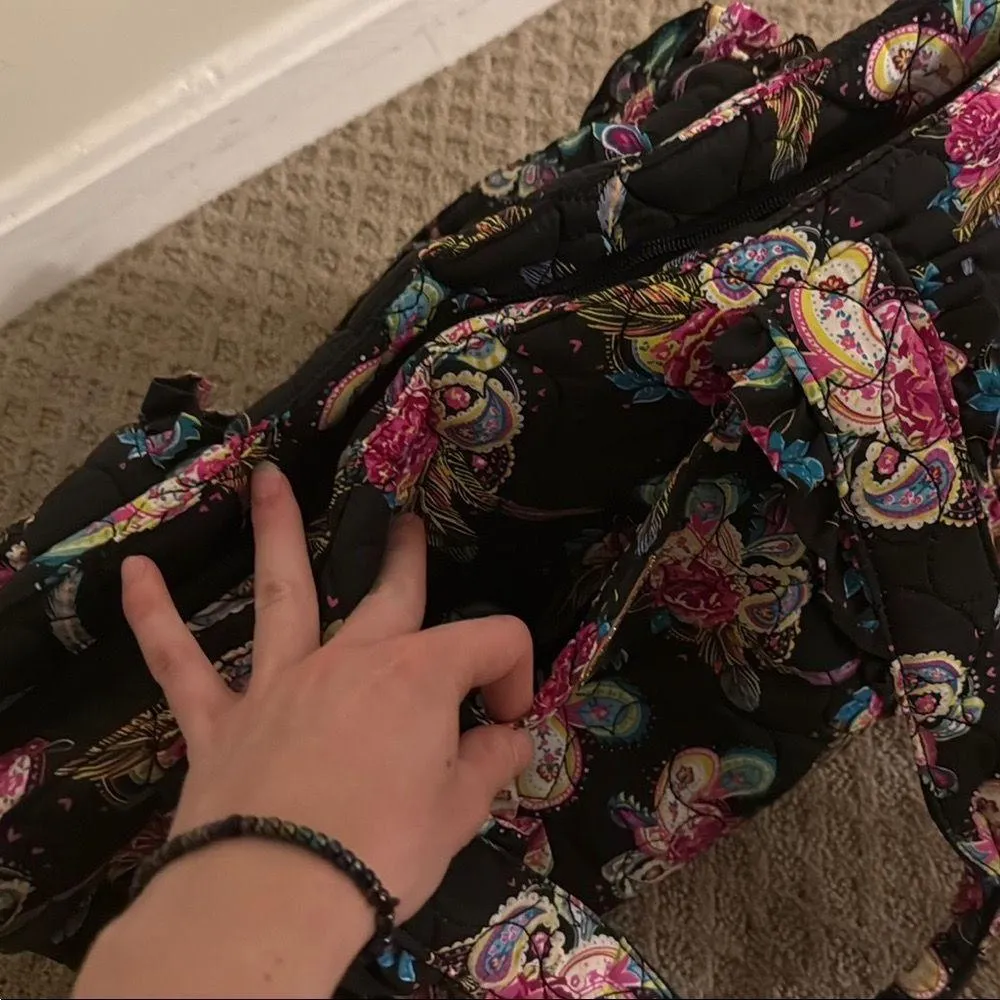 NWOT Betsey Johnson floral quilted tote bag with ruffle handle - Image 2