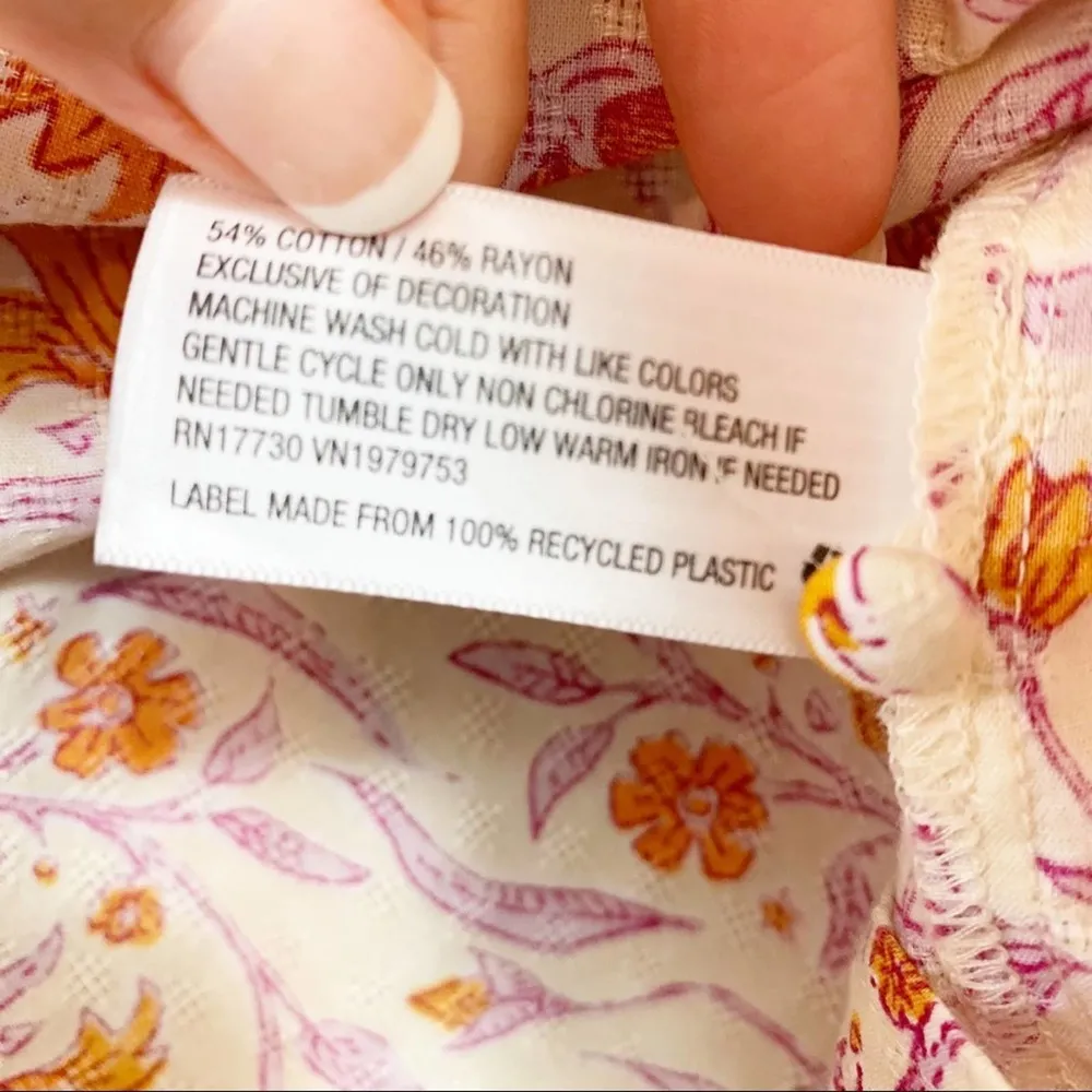 NWOT Universal Thread Floral Cream/Orange/Purple Long Sleeve Top - Image 4