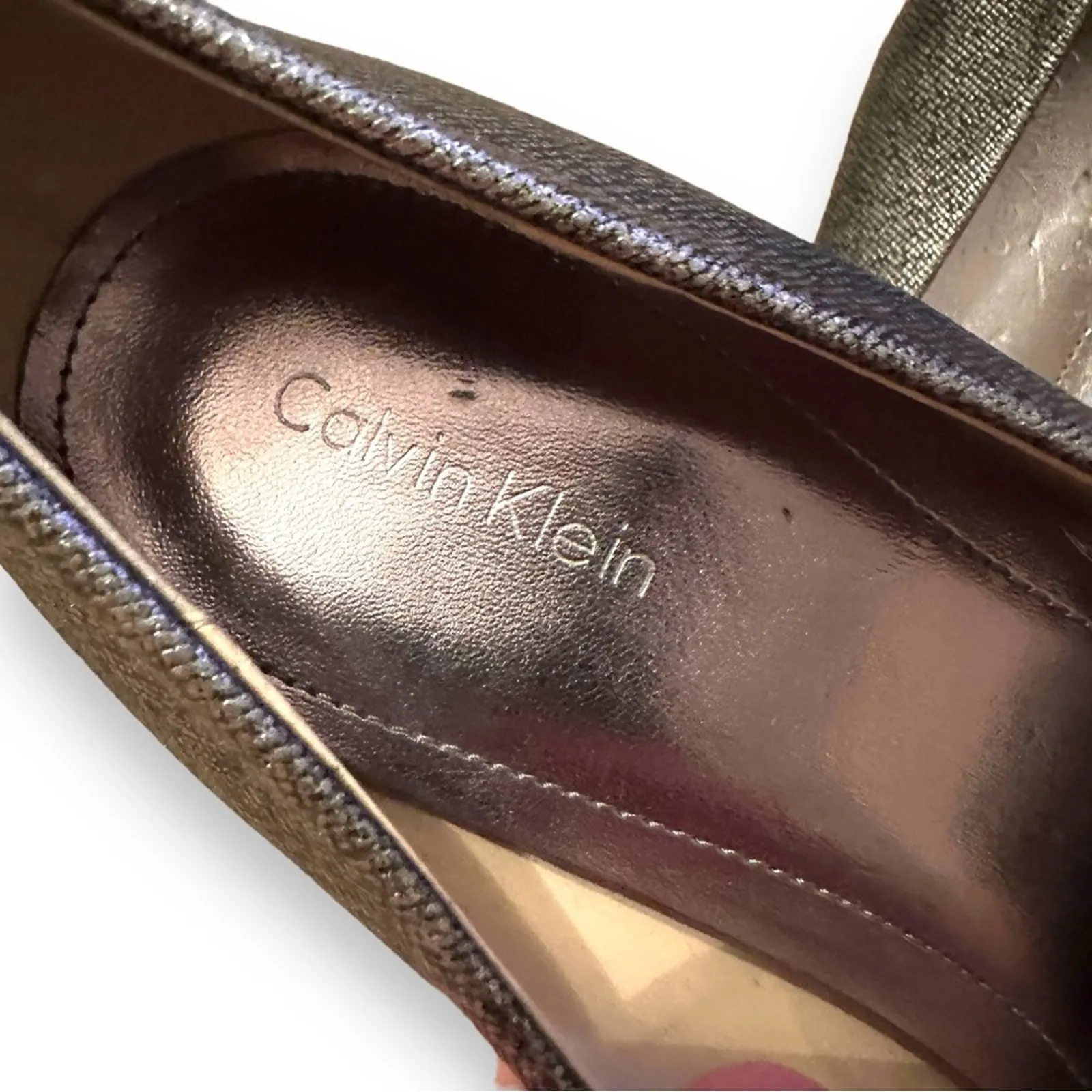 Calvin Klein Elita Cosmopolitan Stacked Pump Heels in Metallic Silver Sz 8.5‎ - Image 14