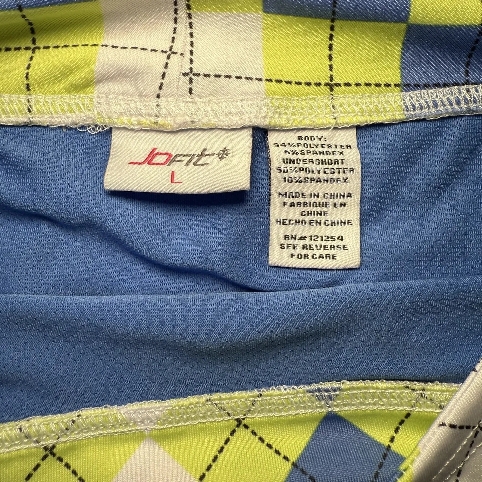 Jofit Skort Yellow Blue Short Lined Skirt Argyle Golf Tennis Athletic Large - Image 3