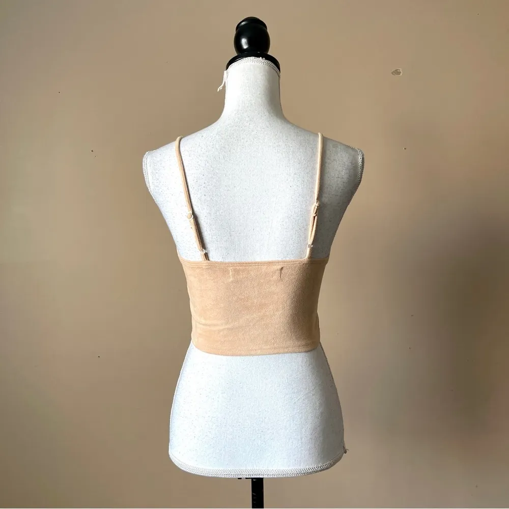 REVERSE | Beige Faux Suede Crop Top Sz M - Image 6