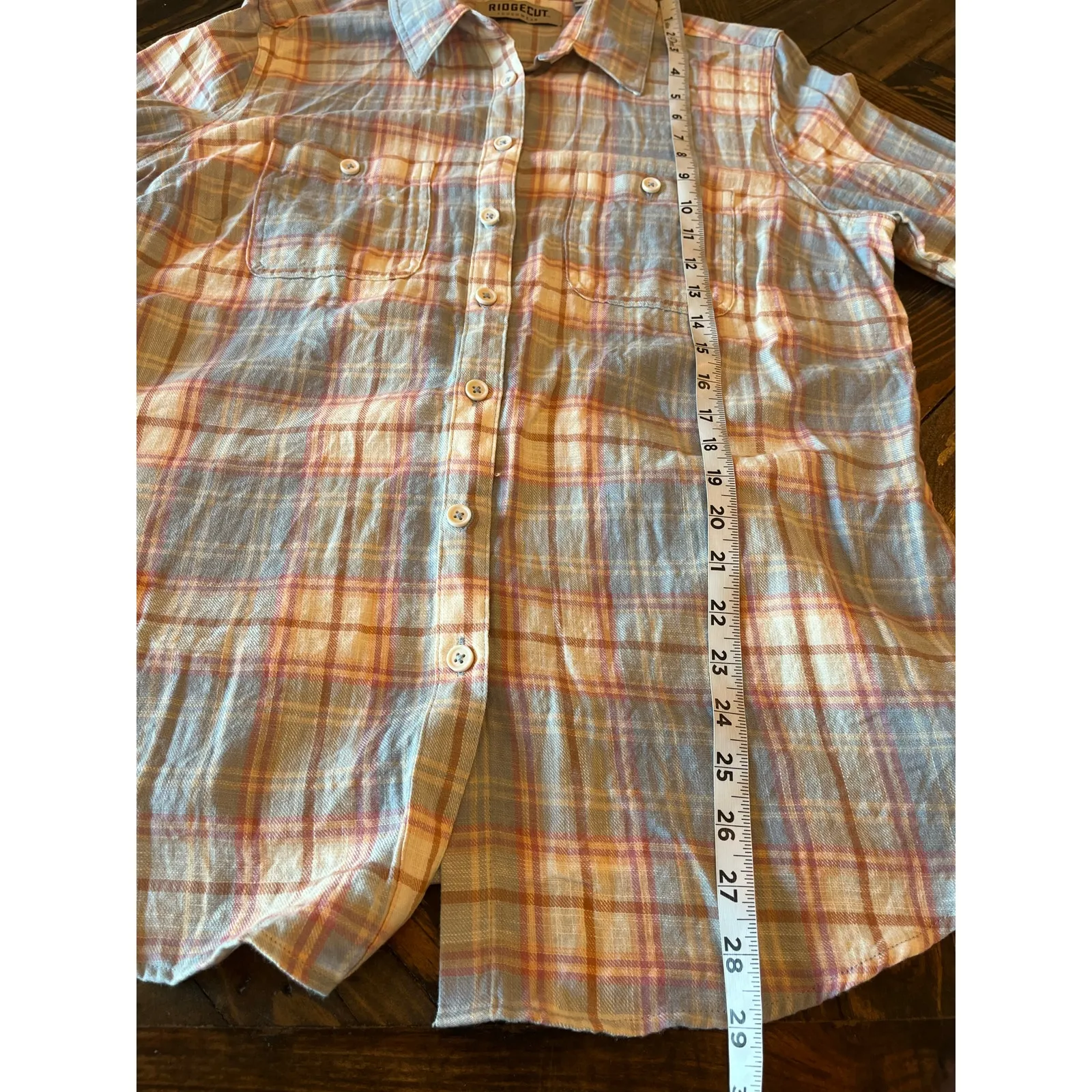 Ridgecut Toughwear Shirt Women Large Fall Plaid Flannel Hiking Outdoor Western Blue - Image 5