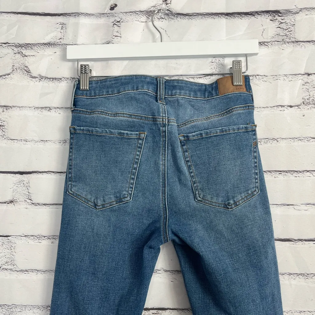 Aero High Rise Jegging Distressed Skinny Jeans Medium Wash Women’s 4 Stretch Y2K Blue - Image 9