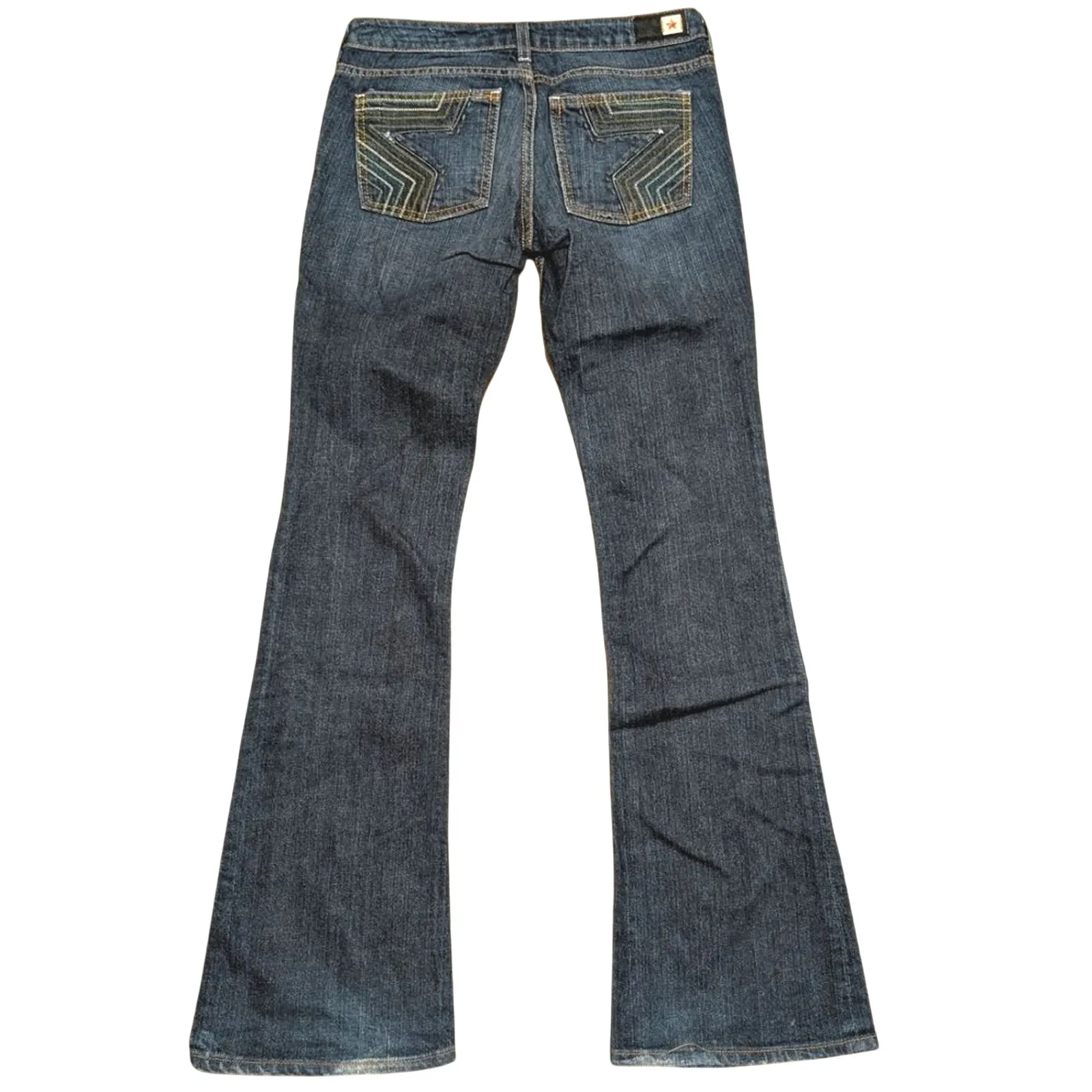 Peoples Liberation Womens 27 Bella‎ Flare Jeans Dark Faded Denim Made In USA Blue - Image 2
