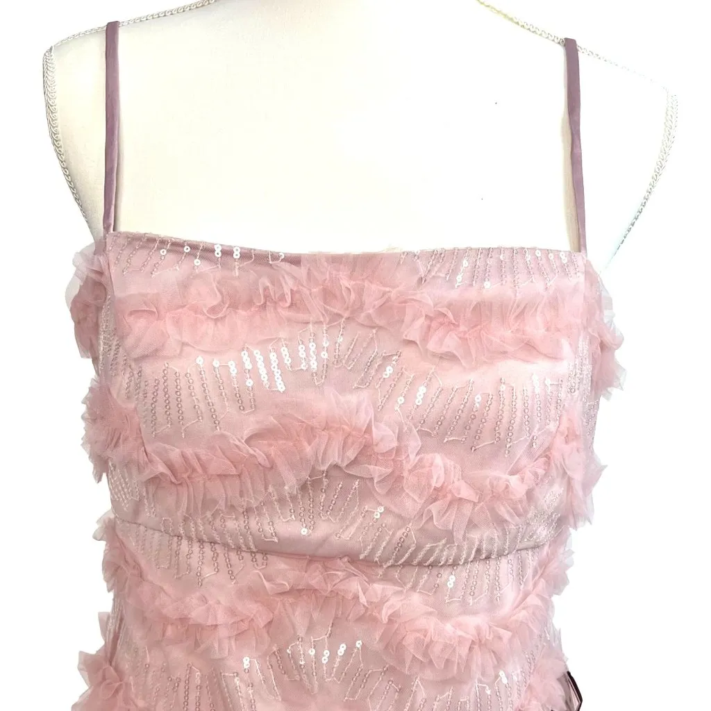 Speechless Blush Pink Cocktail Mini Dress L Party Prom Hoco Sequin Tulle Layered - Image 3