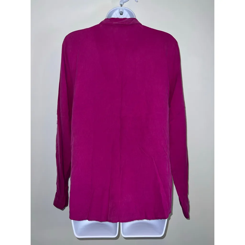 Women's Investments Purple Silk Button Down Shirt M - Image 3